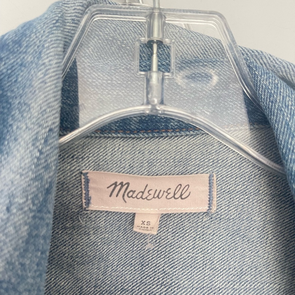 Madewell The Boxy Crop Jean Jacket in Woodcourt Wash XS Preppy Classic Denim - Picture 7 of 14